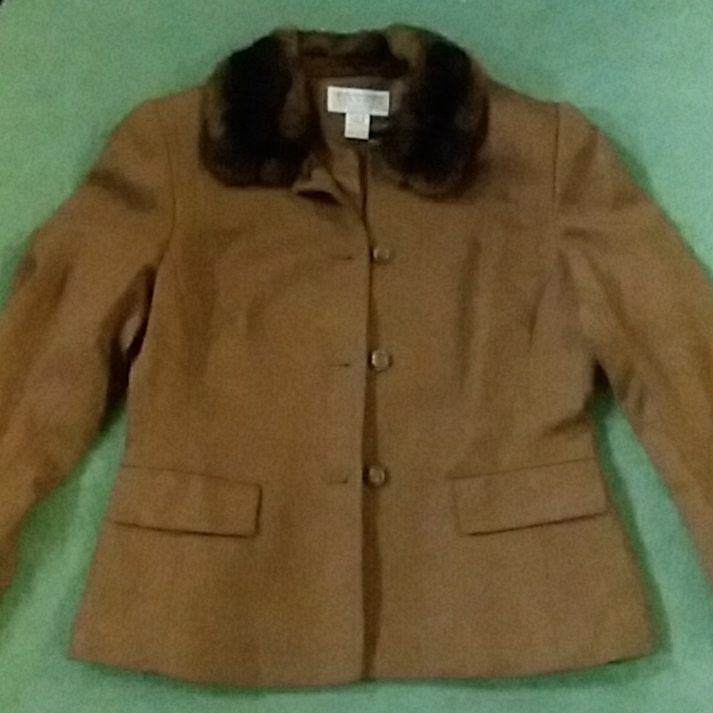Talbot collection blazer jacket w/faux for collar